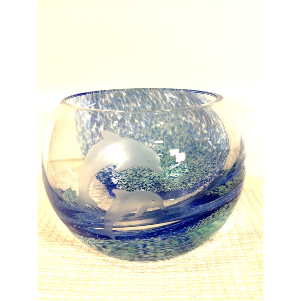 Lenox Undersea Paradise Votive Hand Blown Crystal Glass Made in Scotland